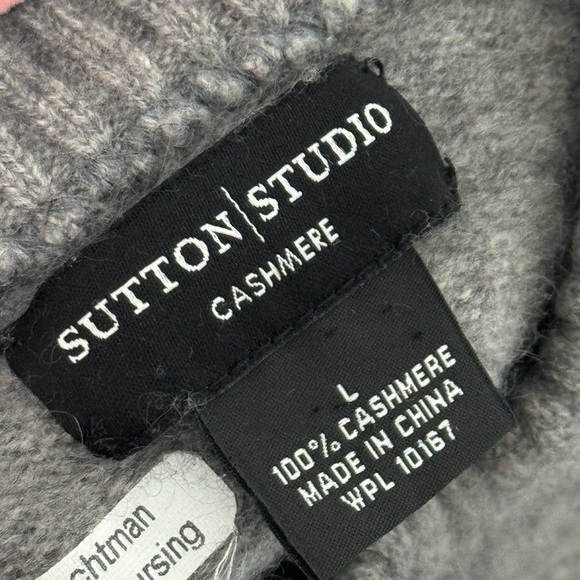 Sutton Studio Cashmere Sweater in Soft Gray - Picture 3 of 3